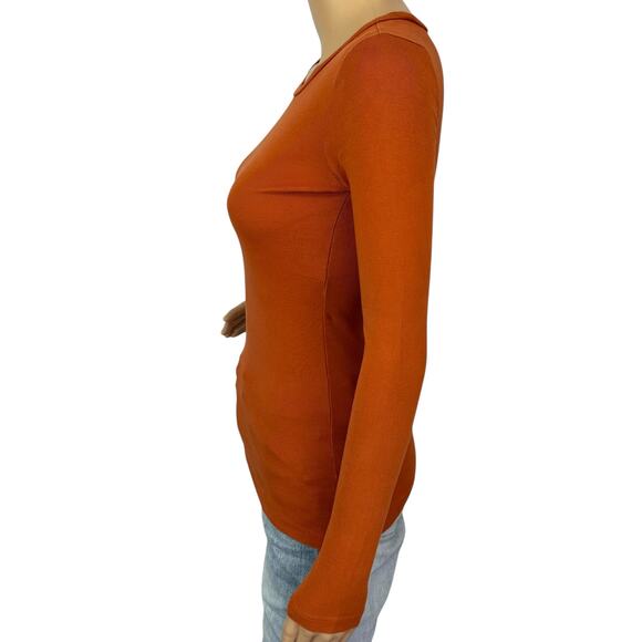 2/$30 J. Crew Slim Perfect Long Sleeve T-Shirt Deep Ember Orange Size XXS - Picture 7 of 14